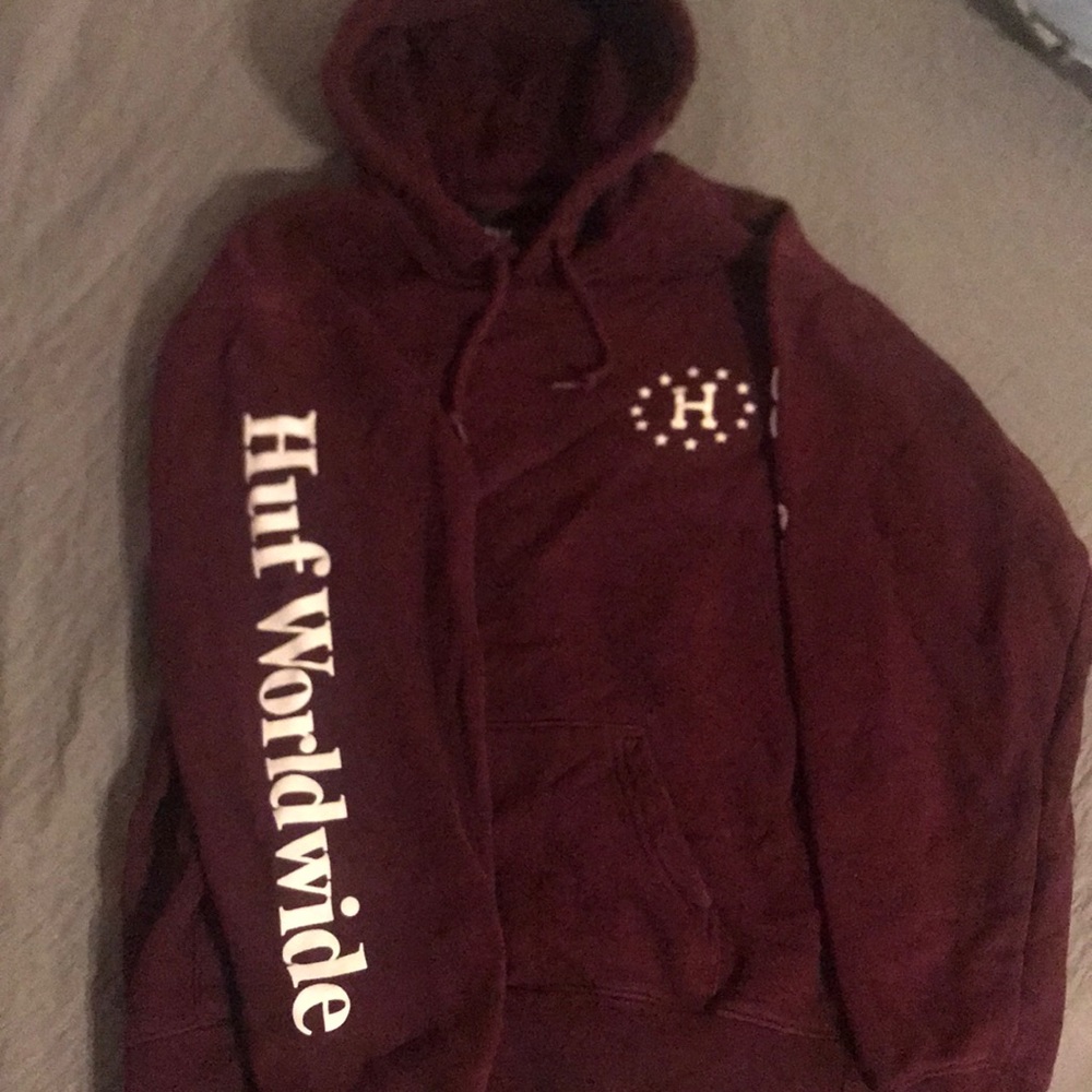 Huf Worldwide Maroon Sweatshirt Size S